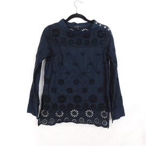 J.Crew Black Eyelet Blouse Size 0